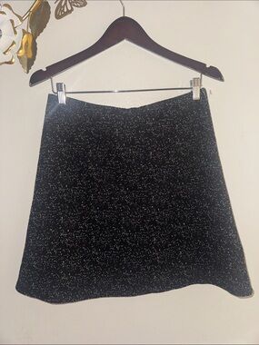 Margaret M Black Sparkle A-Line Skirt with Silver Flecks